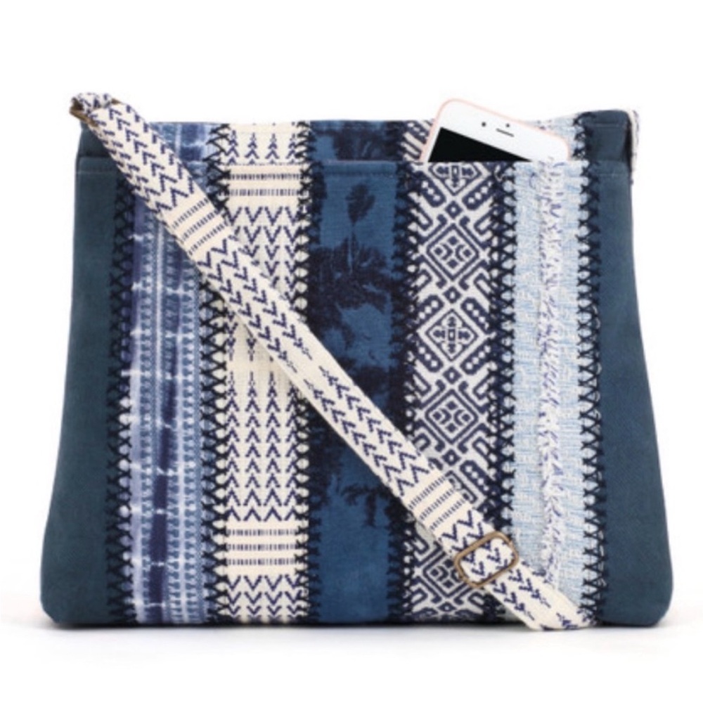 Demdaco Indigo and White Crossbody Bag